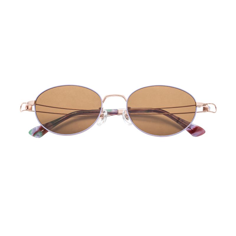 OEM ODM Custom Polarized Classic Sunglasses for Men and Women Semi-Titanium Frame UV400 Gold Lens Sun Protection Glasses
