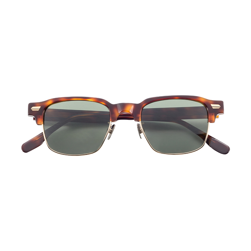 Fashionable Retro Square Metal Acetate Sunglasses For Men's Metal Half Frame Sunglasses