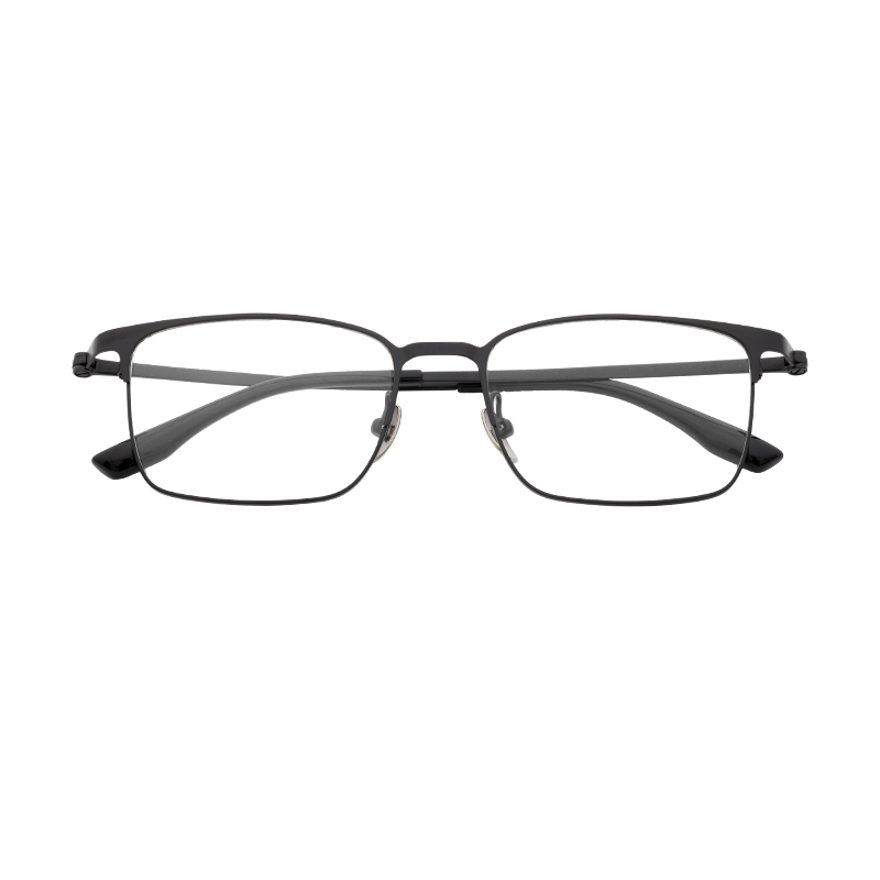 HJ20012-Titanium Comfortable Flexible Half Titanium Eyeglass Frame for Daily Wear Business square Eyewear Custom Logo Available