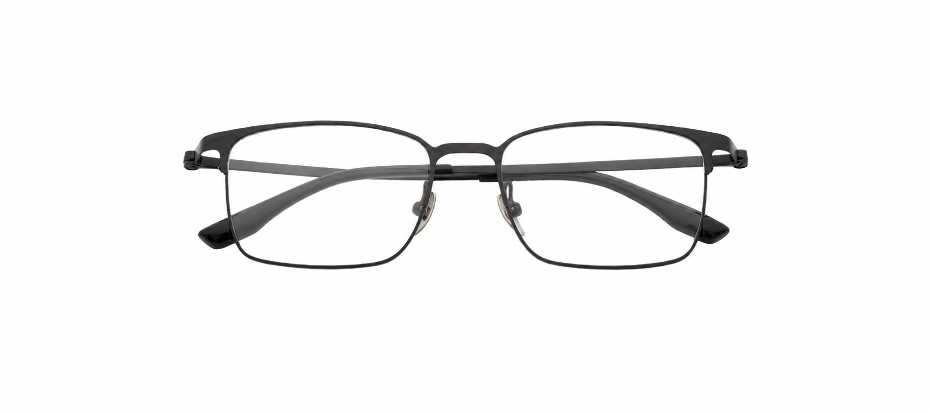 HJ20012-Titanium Comfortable Flexible Half Titanium Eyeglass Frame for Daily Wear Business square Eyewear Custom Logo Available