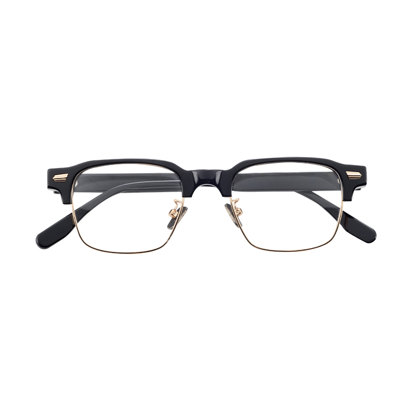 High Quality Unique Man Acetate Metal Optical Frame Retro Small Square Metal Glasses Acetate Eyewear Eyeglasses
