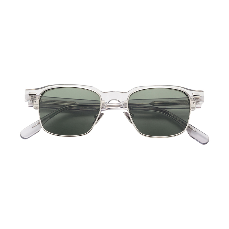 New Fashion Unique Man Small Square Metal Acetate Sunglasses Eyewear Custom Oem Metal Acetate Sunglasses For Men Women