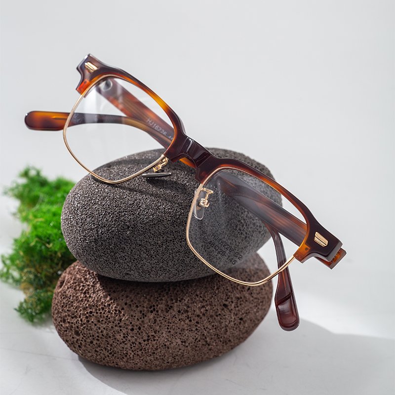 New Fashion Unique Man Small Square Metal Acetate Sunglasses Eyewear Custom Oem Metal Acetate Sunglasses For Men Women