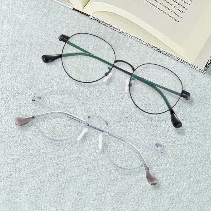 Half Titanium Round Reading Glasses Blue Light Blocking Eyeglasses Readers Frameless Eyewear For Men Women