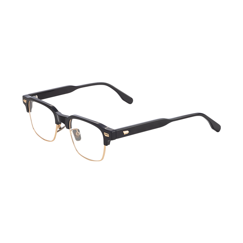 New Men\'s Metal Durable Acetate Eyeglasses Metal Half Frame Optical Frames Custom Logo