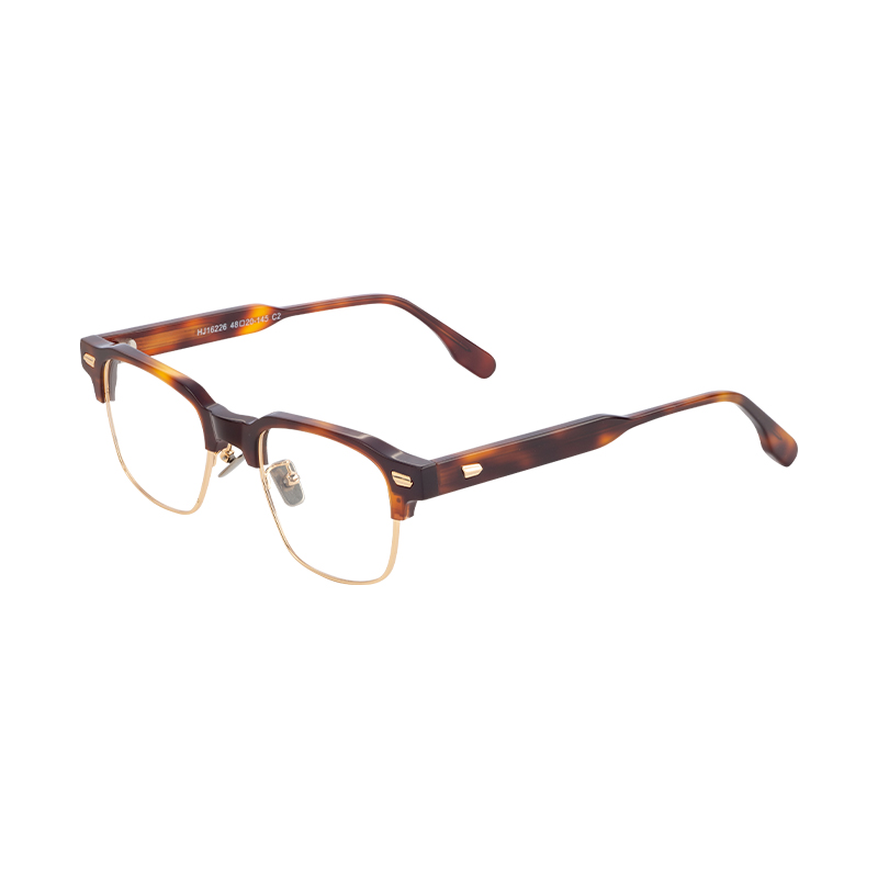 New Men\'s Metal Durable Acetate Eyeglasses Metal Half Frame Optical Frames Custom Logo