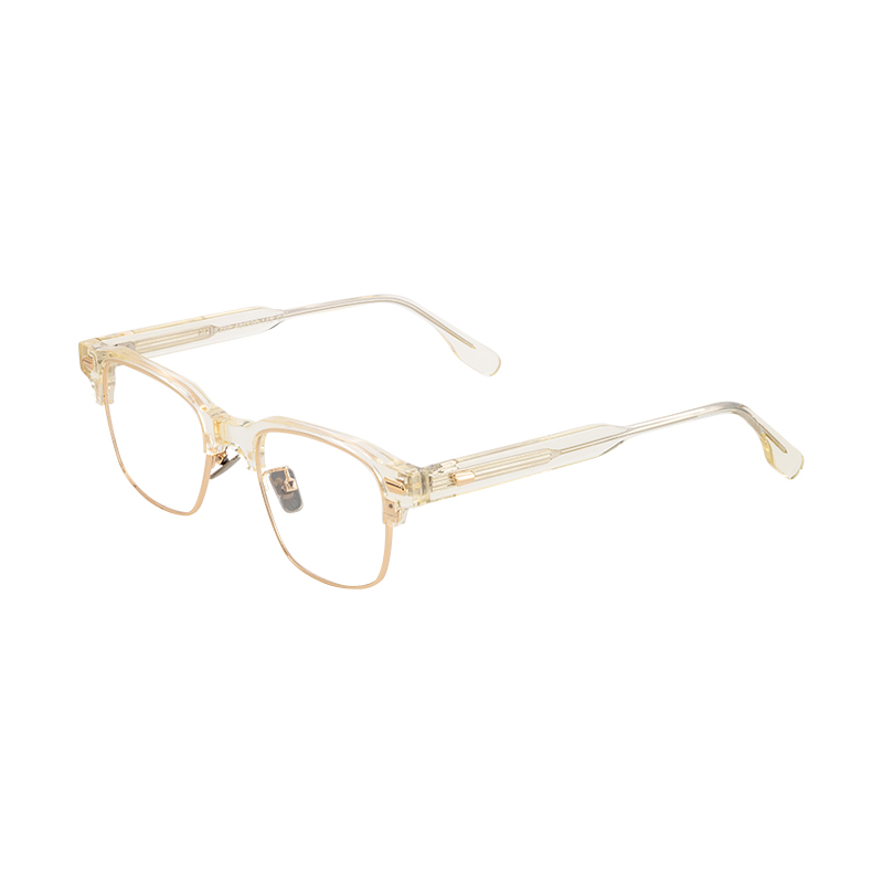 New Men\'s Metal Durable Acetate Eyeglasses Metal Half Frame Optical Frames Custom Logo