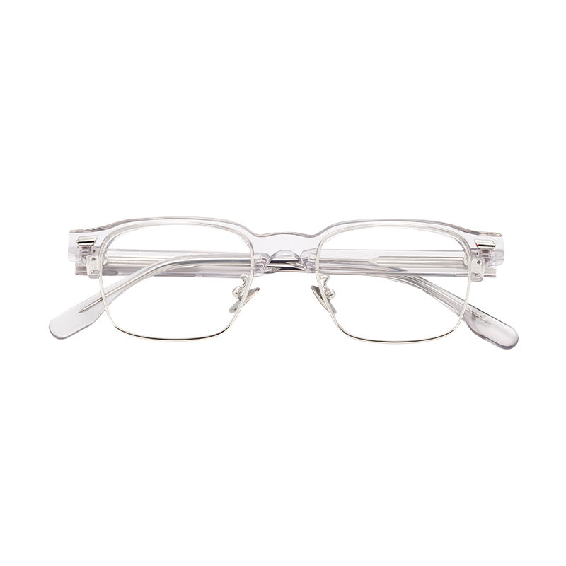 New Men\'s Metal Durable Acetate Eyeglasses Metal Half Frame Optical Frames Custom Logo