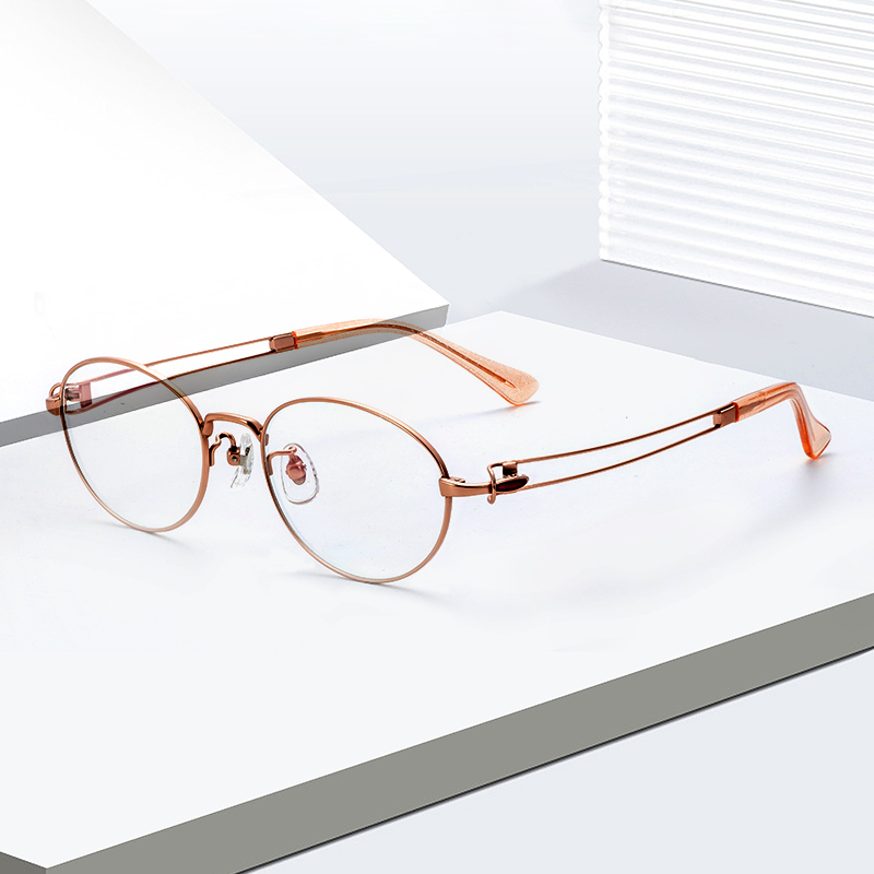 Wholesale Adjustable round Spectacle Glasses Frames Semi-Titanium Optical Material Nose Pads Comfortable Eyeglass Reading Frames