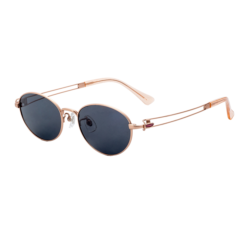 Customizable Retro Sunglasses with Gold Semi-Titanium Metal Frame Polarized UV400 Protection Lens OEM ODM Eyewear Tac Material