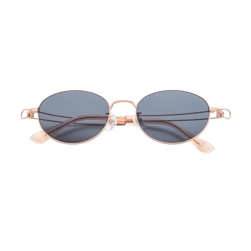 Customizable Retro Sunglasses with Gold Semi-Titanium Metal Frame Polarized UV400 Protection Lens OEM ODM Eyewear Tac Material