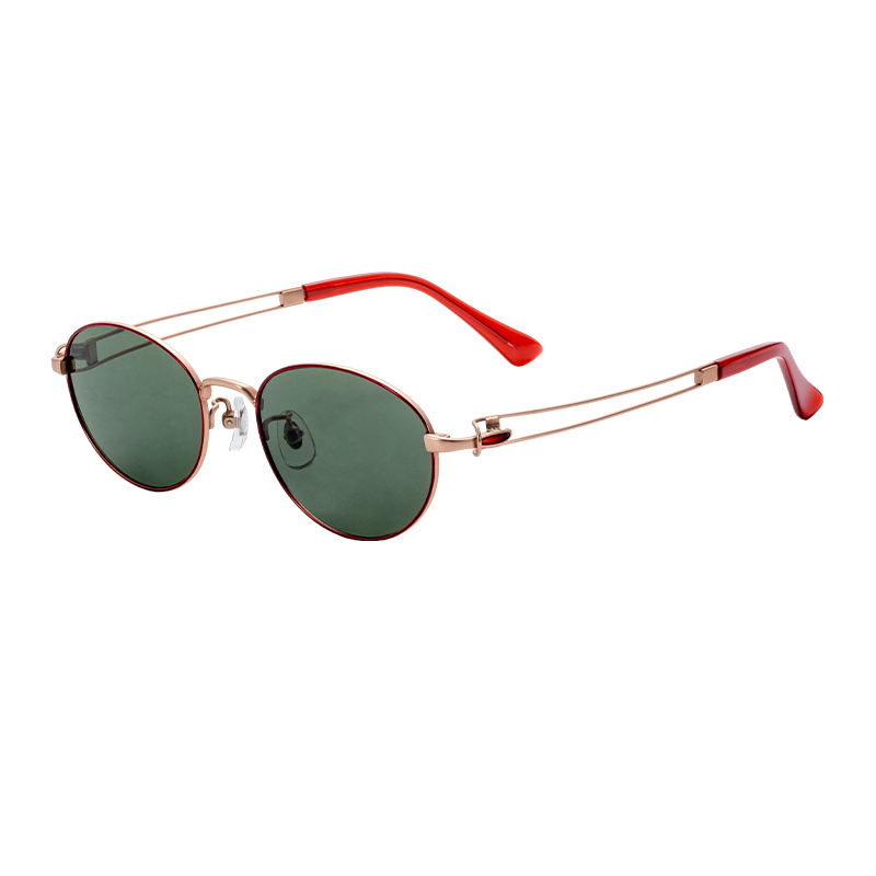 Customizable Retro Sunglasses with Gold Semi-Titanium Metal Frame Polarized UV400 Protection Lens OEM ODM Eyewear Tac Material