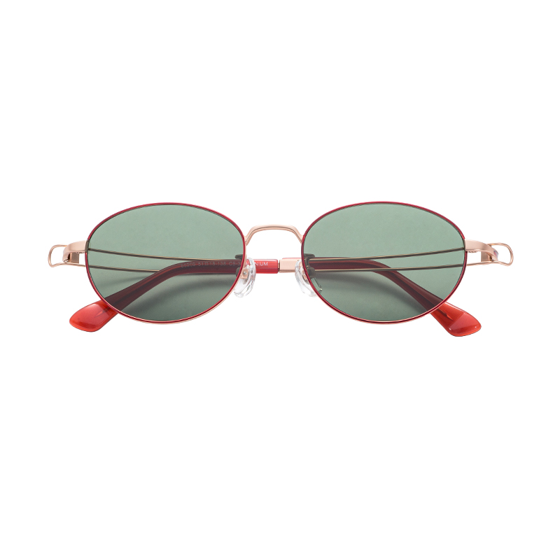 Customizable Retro Sunglasses with Gold Semi-Titanium Metal Frame Polarized UV400 Protection Lens OEM ODM Eyewear Tac Material