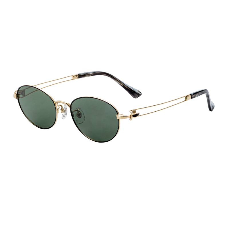 Customizable Retro Sunglasses with Gold Semi-Titanium Metal Frame Polarized UV400 Protection Lens OEM ODM Eyewear Tac Material