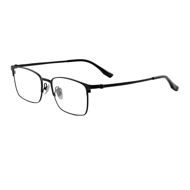 HJ20012-Titanium Comfortable Flexible Half Titanium Eyeglass Frame for Daily Wear Business square Eyewear Custom Logo Available