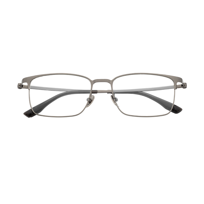 HJ20012-Titanium Comfortable Flexible Half Titanium Eyeglass Frame for Daily Wear Business square Eyewear Custom Logo Available