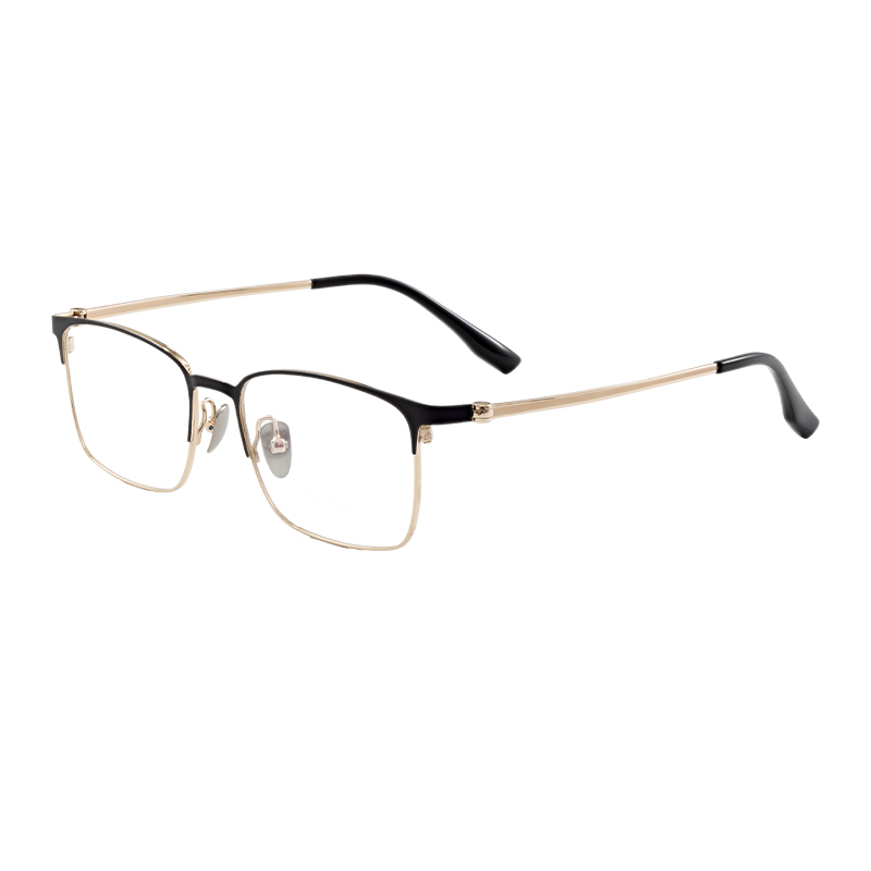 HJ20012-Titanium Comfortable Flexible Half Titanium Eyeglass Frame for Daily Wear Business square Eyewear Custom Logo Available