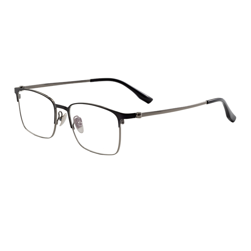 HJ20012-Titanium Comfortable Flexible Half Titanium Eyeglass Frame for Daily Wear Business square Eyewear Custom Logo Available
