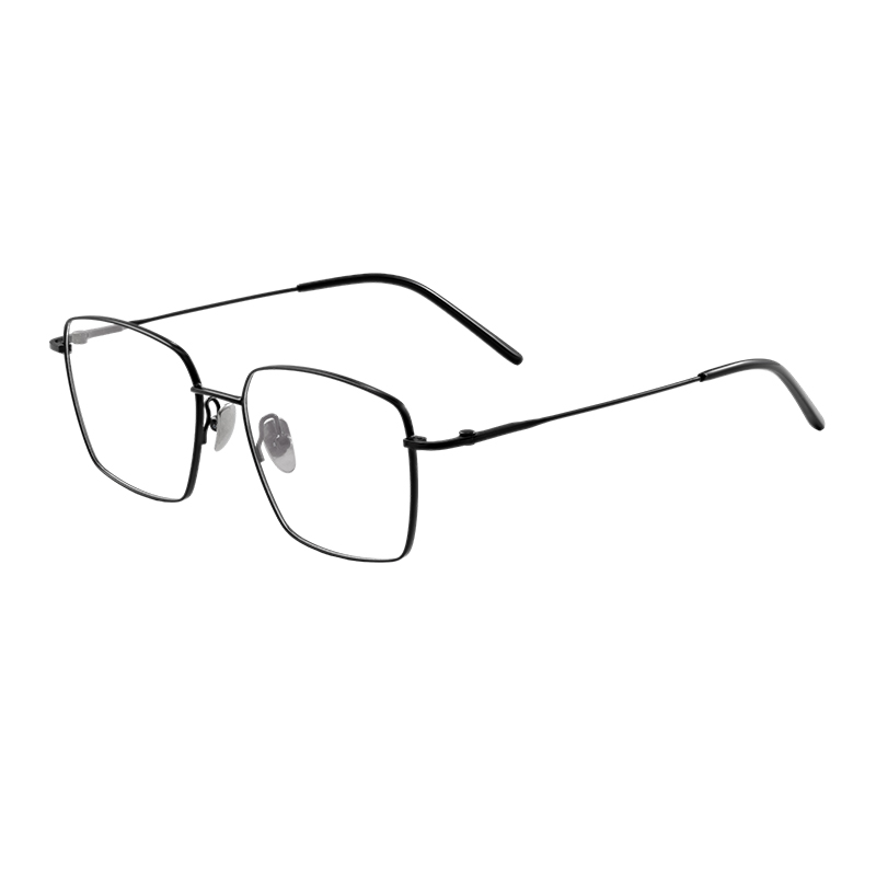 HJ22114-Titanium Stylish Ultra Light square Half Titanium Eyeglass Frame Custom Logo Printing Service Semi Titanium glasses Frames