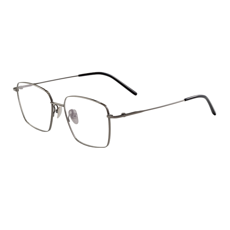 HJ22114-Titanium Stylish Ultra Light square Half Titanium Eyeglass Frame Custom Logo Printing Service Semi Titanium glasses Frames