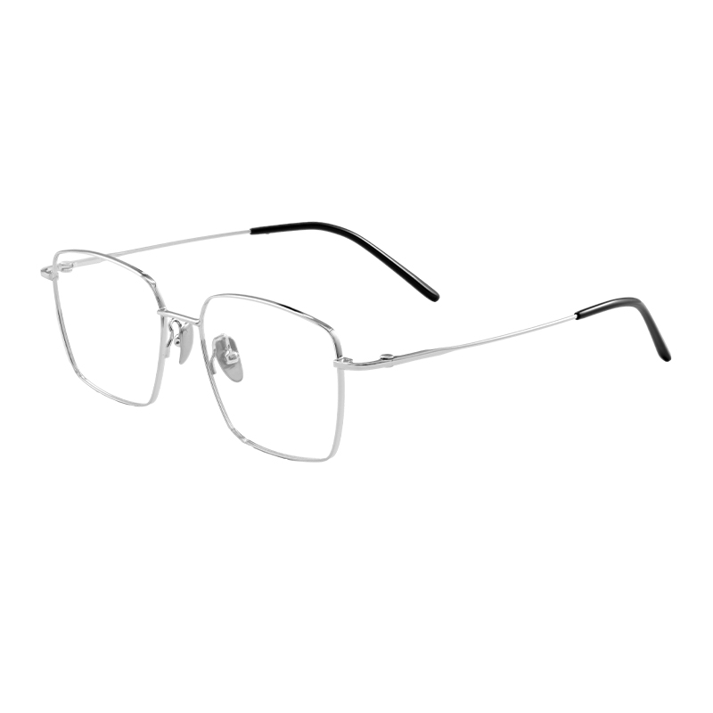 HJ22114-Titanium Stylish Ultra Light square Half Titanium Eyeglass Frame Custom Logo Printing Service Semi Titanium glasses Frames