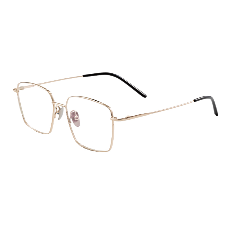 HJ22114-Titanium Stylish Ultra Light square Half Titanium Eyeglass Frame Custom Logo Printing Service Semi Titanium glasses Frames