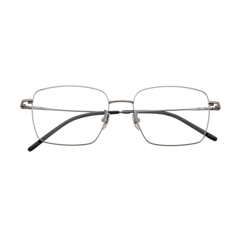 HJ22114-Titanium Stylish Ultra Light square Half Titanium Eyeglass Frame Custom Logo Printing Service Semi Titanium glasses Frames