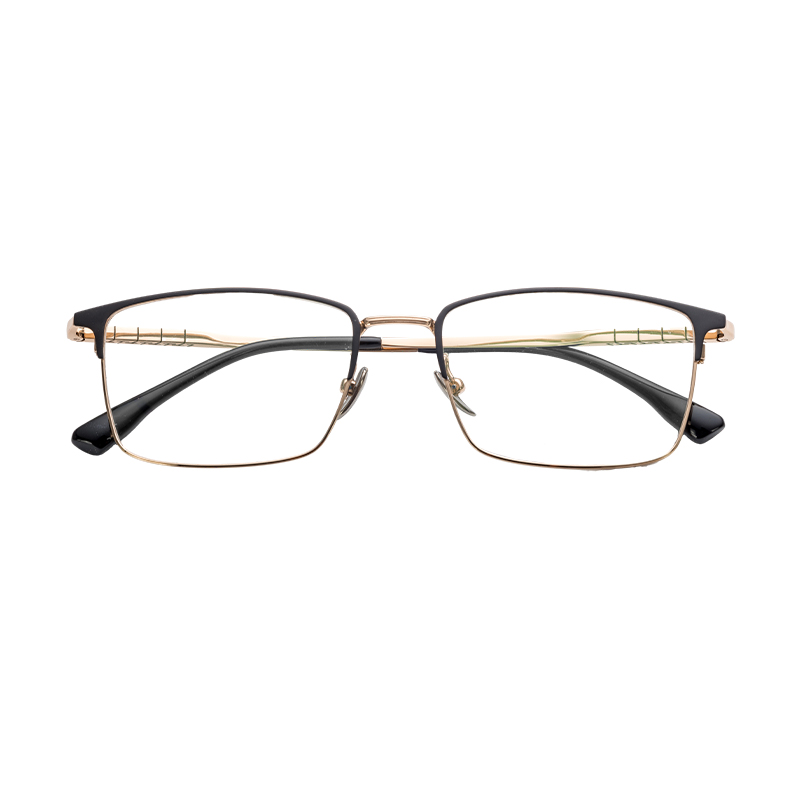 HJ18824-Titanium Men Fashion Semi-Titanium Eyeglass Frames Retro Square Design Ultra-Light and Comfortable for Daily Elegance