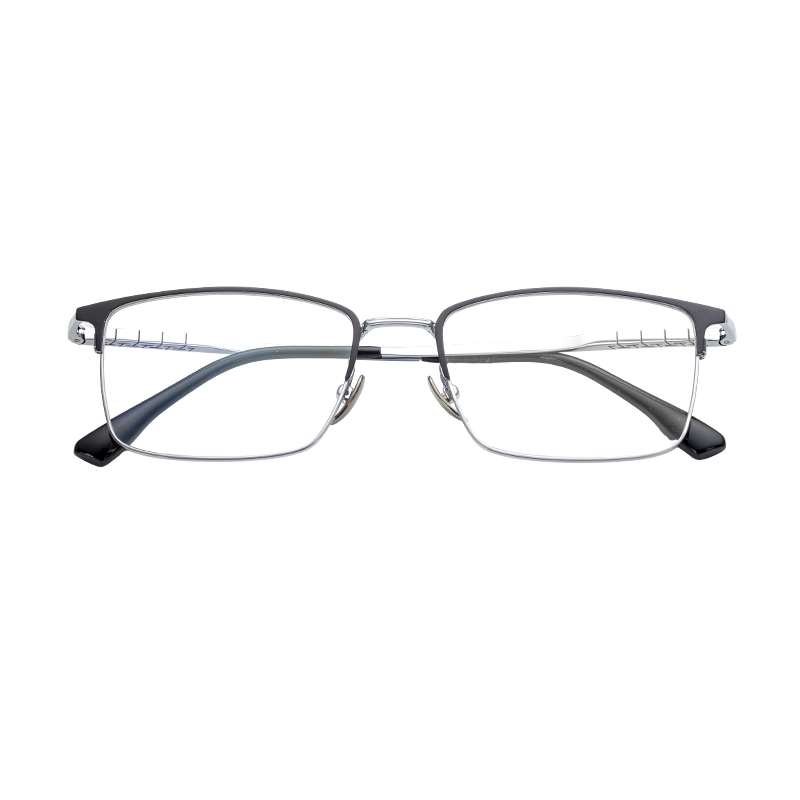 HJ18824-Titanium Men Fashion Semi-Titanium Eyeglass Frames Retro Square Design Ultra-Light and Comfortable for Daily Elegance