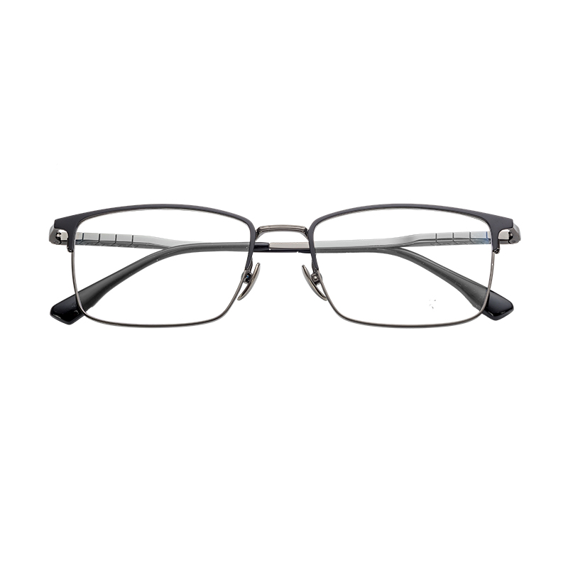 HJ18824-Titanium Men Fashion Semi-Titanium Eyeglass Frames Retro Square Design Ultra-Light and Comfortable for Daily Elegance
