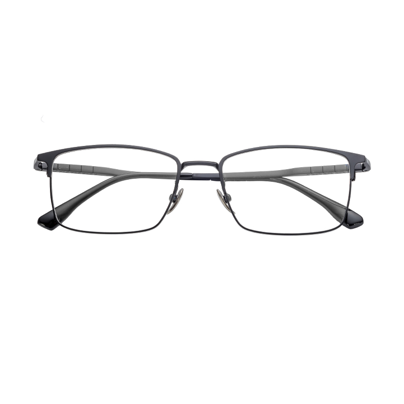 HJ18824-Titanium Men Fashion Semi-Titanium Eyeglass Frames Retro Square Design Ultra-Light and Comfortable for Daily Elegance