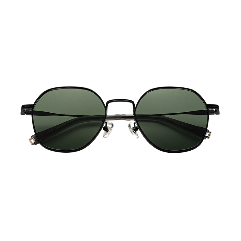 HJCK9842-Titanium Hot Selling Round Frame Sunglasses Men Women fashion Glasses Unisex UV400 Customs Shades Sunglasses logo
